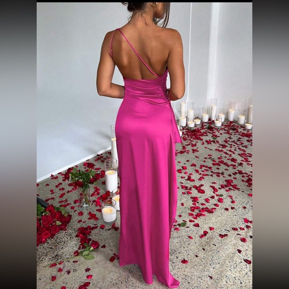 Pink One Shoulder Dress - Picture 2 of 6